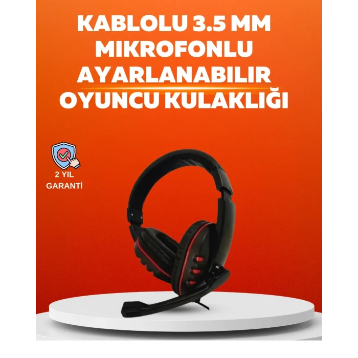 Mey İthalat® Stereo KırmızıKulaklığı Yumuşak Pedli Mikrofonlu
