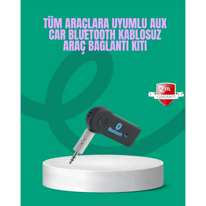 Mey İthalat® Taşınabilir Bluetooth AUX Araç Müzik ve Konuşma Kiti