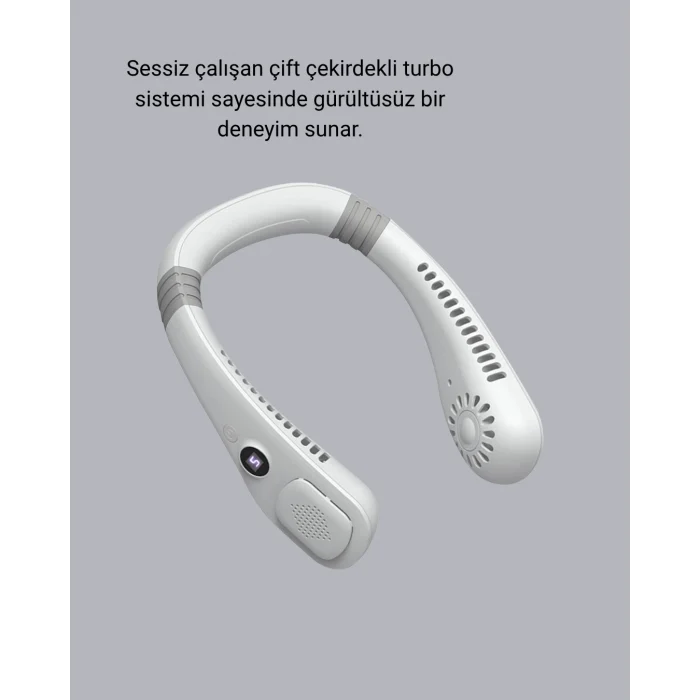 Mey İthalat® Taşınabilir Boyun Fanı Sessiz Çalışma ve USB Şarj Özellikli