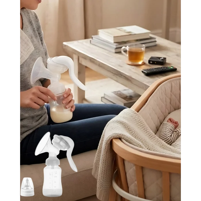 Mey İthalat® Taşınabilir Manuel Göğüs Pompası Ayarlanabilir Vakumlu 180 ML Şişeli