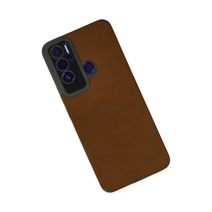 Mey İthalat®  Tecno Pova Neo Kılıf Loop Deri Silikon - Kahverengi