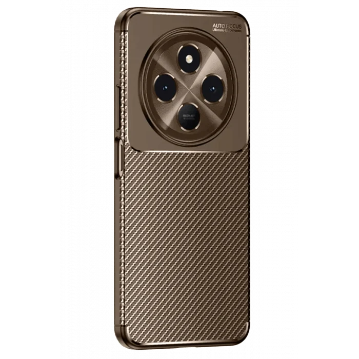 Mey İthalat®  Tecno Spark 30 Kılıf Auto Focus Karbon Kapak - Kahverengi