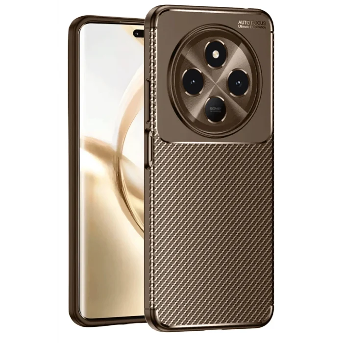 Mey İthalat®  Tecno Spark 30C Kılıf Auto Focus Karbon Kapak - Kahverengi