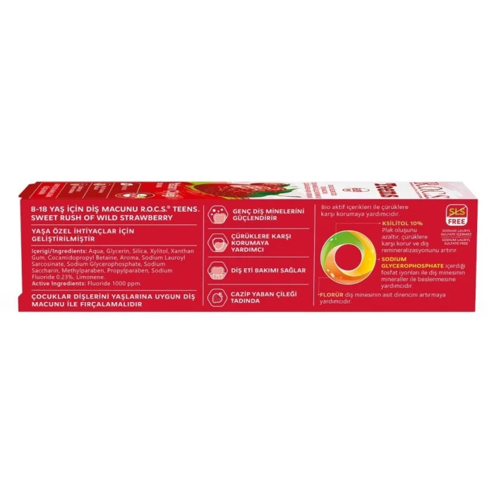 Mey İthalat®  .Teen Yaban Çileği Diş Macunu 8-18 Yaş 60 ml