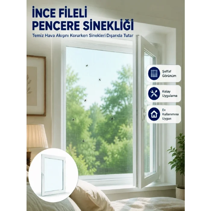 Mey İthalat® Tek Kanatlı Cırt Bantlı Pencere Sinekliği