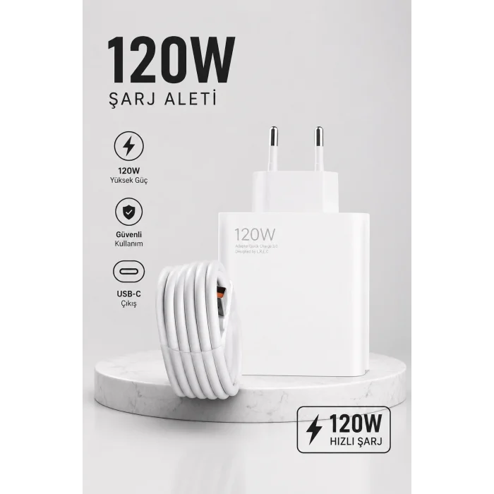 Mey İthalat® Turbo Hızlı Şarj Destekli 120W USB-C Şarj Seti
