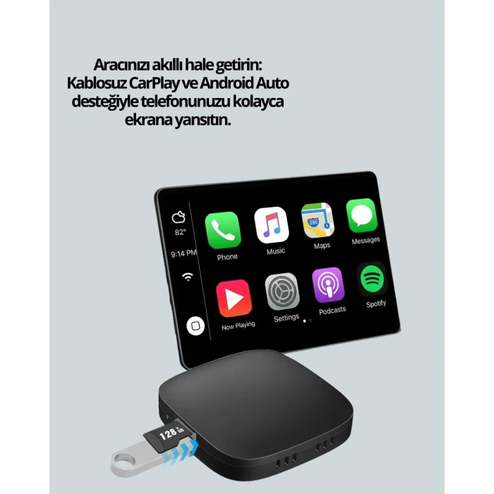 Mey İthalat® USB Girişli Tak Çalıştır Kablosuz Android Auto Cihazı Yeni Nesil