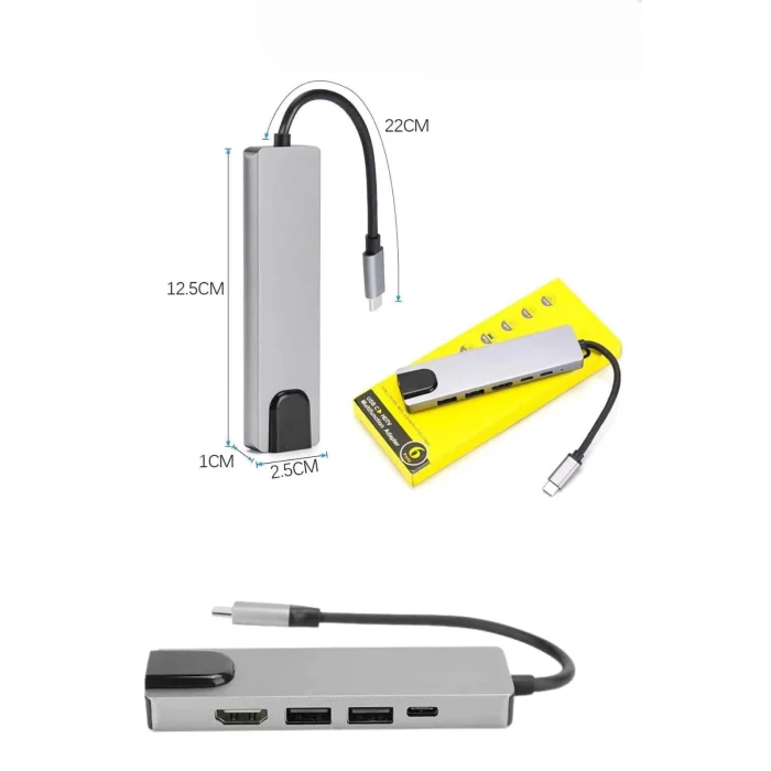 Mey İthalat® Usb Type-c Hub Dönüştürücü Çevirici Çoklayıcı Macbook Çevirici 8 Portlu
