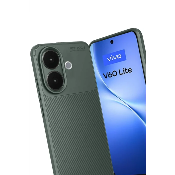 Mey İthalat®  Vivo V60 Lite Auto Focus Karbon Kapak - Koyu Yeşil