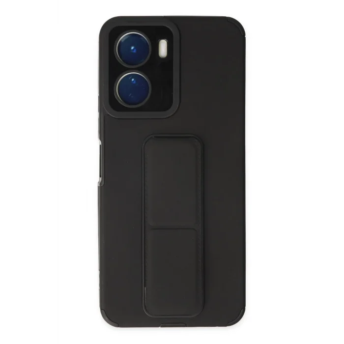 Mey İthalat®  Vivo Y16 Kılıf Mega Standlı Silikon - Siyah