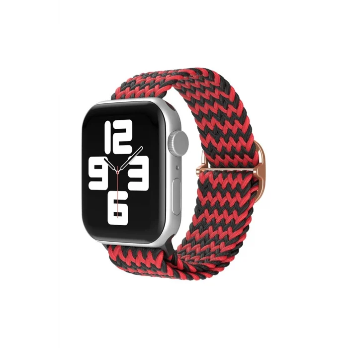 Mey İthalat®   Watch 38mm Star Kordon - Zigzag Kırmızı-Siyah