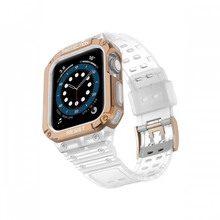 Mey İthalat®   Watch 42mm KR401 Silikon Kordon - Beyaz-Rose