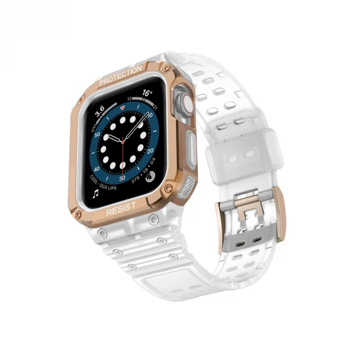 Mey İthalat®   Watch 42mm KR401 Silikon Kordon - Beyaz-Rose