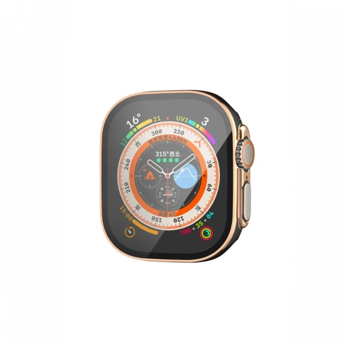 Mey İthalat®   Watch Ultra 49mm Legend Camlı Kasa Ekran Koruyucu - Siyah-Gold