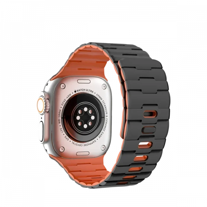 Mey İthalat®   Watch Ultra 49mm Wowen Kordon - Siyah-Turuncu