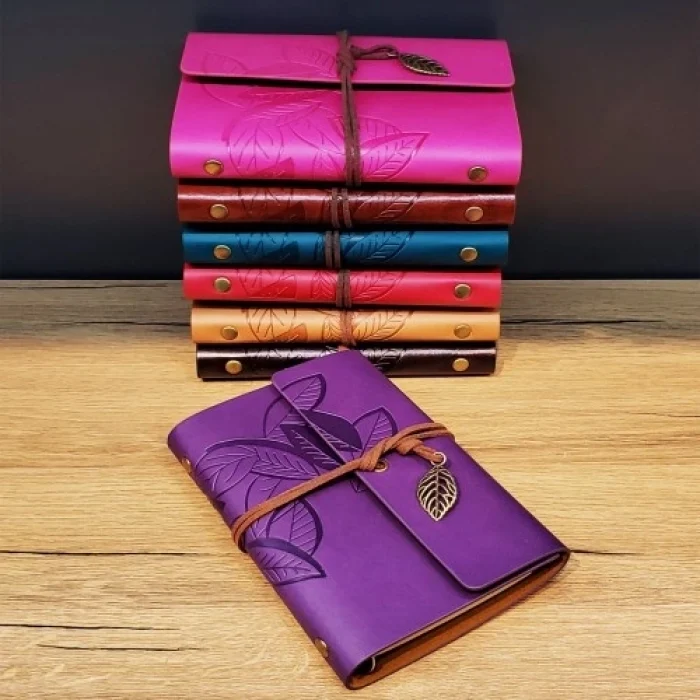 Mey İthalat® Yaprak Desenli Deri Defter Asorti