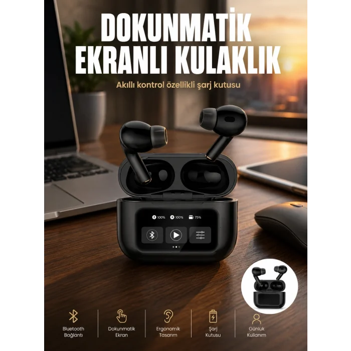 Mey İthalat® Yeni Nesil Pro Ekranlı Bluetooth Kulaklık 5.0 Bluetooth Yeni Nesil