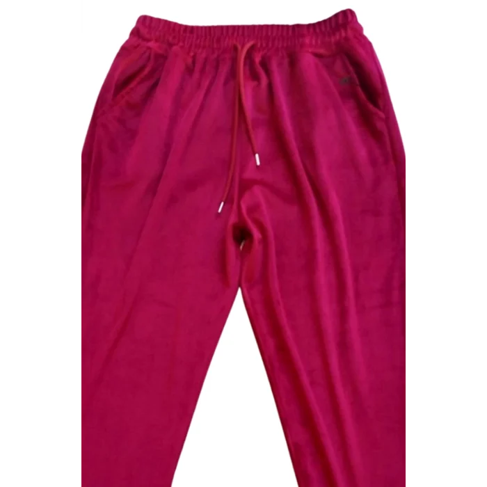 Parlak Kadife Cepli Pantolon Eşofman Pijama Altı Unisex Lastikli Paça Bordo