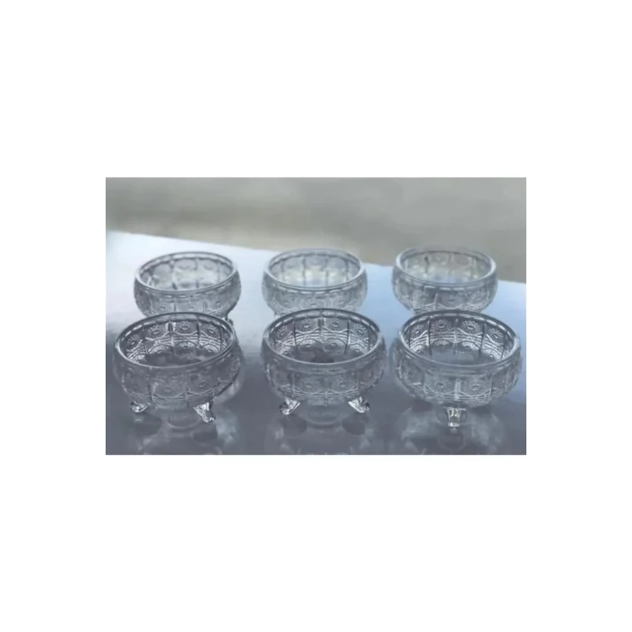 Rayan Cam Ayaklı Kase 6lı Kristal Görünüm