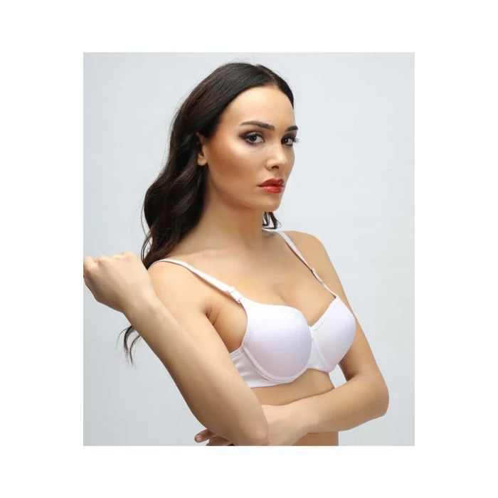 Silikonlu Desteksiz Telli Düz Boş Sütyen Beyaz