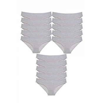 15 adet Süper Eko Set Likralı Kadın Slip Külot Gri
