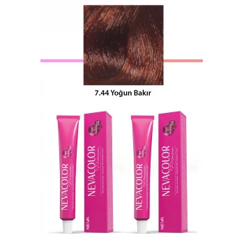 2 li Set Premium 7.44 Yoğun Bakır - Kalıcı Krem Saç Boyası 2 X 50 g Tüp