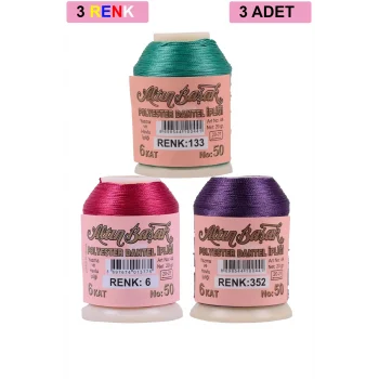3 Adet Altınbaşak Oya ve Dantel İpi 20 gr - Royaleks - No: 006 - 352 - 133