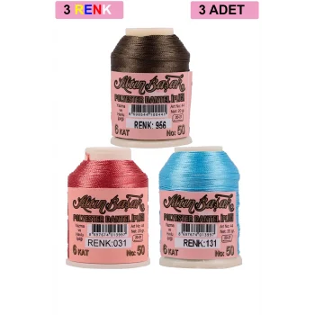 3 Adet Altınbaşak Oya ve Dantel İpi 20 gr - Royaleks - No: 031 - 131 - 956