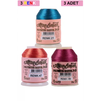 3 Adet Altınbaşak Oya ve Dantel İpi 20 gr - Royaleks - No: 047 - 089 - 021
