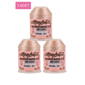 3 Adet Altınbaşak Oya ve Dantel İpi 20 gr - Royaleks - No: 301