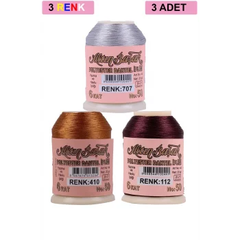 3 Adet Altınbaşak Oya ve Dantel İpi 20 gr - Royaleks - No: 410 - 112 - 707