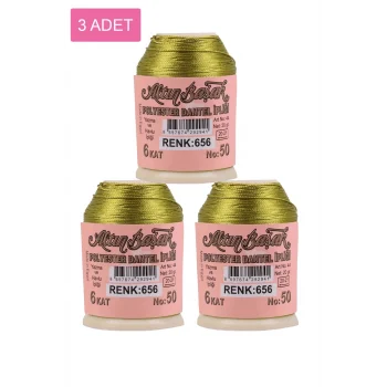 3 Adet Altınbaşak Oya ve Dantel İpi 20 gr - Royaleks - No: 656