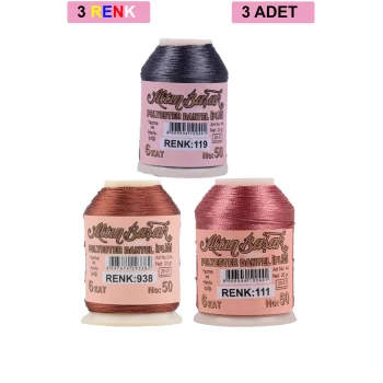 3 Adet Altınbaşak Oya ve Dantel İpi 20 gr - Royaleks - No: 938 - 111 - 119