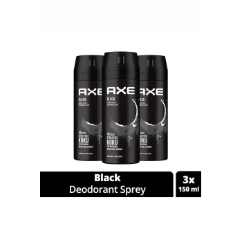 3 Adet Axe Erkek Deodorant & Bodyspray Black 48 Saat Etkileyici Koku Vücut Spreyi 150 ml