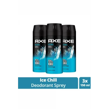 3 Adet Axe Ice Chill Erkek Deodorant Sprey 150 ml