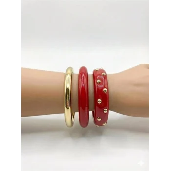 3Lü Set Bilezik - Kırmızı