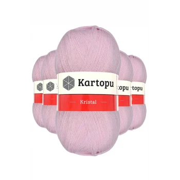 5 Adet Kristal Çift Katlı El Örgü Lif İpi Açık Pembe K699