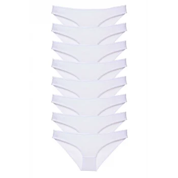 8 adet Süper Eko Set Likralı Kadın Slip Külot Beyaz
