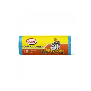 Büyük Boy Çöp Torbası 65 x 80 cm 10 Lu Rulo x 5 Paket = 50 Adet (Mavi)