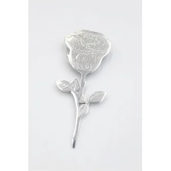 Çelik Gül Broş - Gümüş