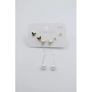 Çoklu Set Küpe - Altın
