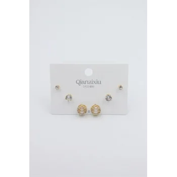 Çoklu Set Küpe - Altın