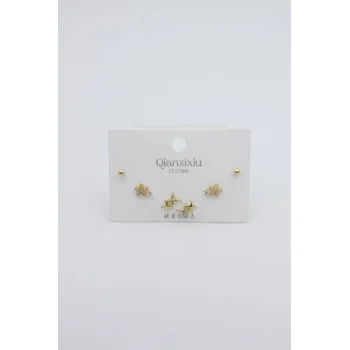 Çoklu Set Küpe - Altın
