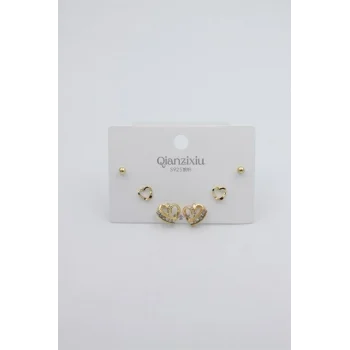 Çoklu Set Küpe - Altın