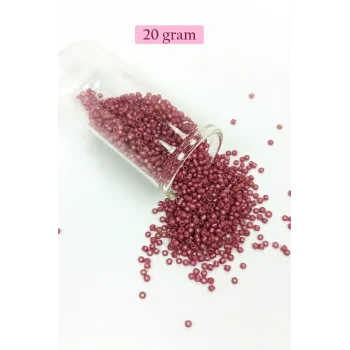 Dökme Cam Kum Boncuk (11/0) 2 mm - 20 Gram -  Koyu Pembe - BNC011