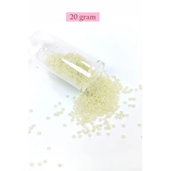 Dökme Cam Kum Boncuk (11/0) 2 mm - 20 Gram -  Krem - BNC012