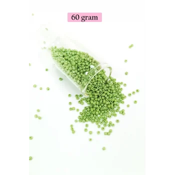 Dökme Cam Kum Boncuk (11/0) 2 mm - 60 Gram -  Açık Yeşil - BNC038