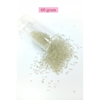 Dökme Cam Kum Boncuk (11/0) 2 mm - 60 Gram -  Şeffaf Beyaz - BNC053