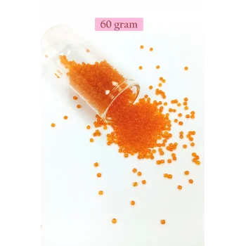 Dökme Cam Kum Boncuk (11/0) 2 mm - 60 Gram -  Şeffaf Turuncu - BNC051