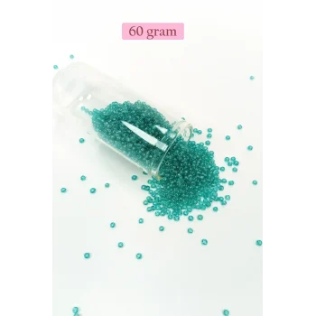 Dökme Cam Kum Boncuk (11/0) 2 mm - 60 Gram -  Şeffaf Yeşil - BNC049